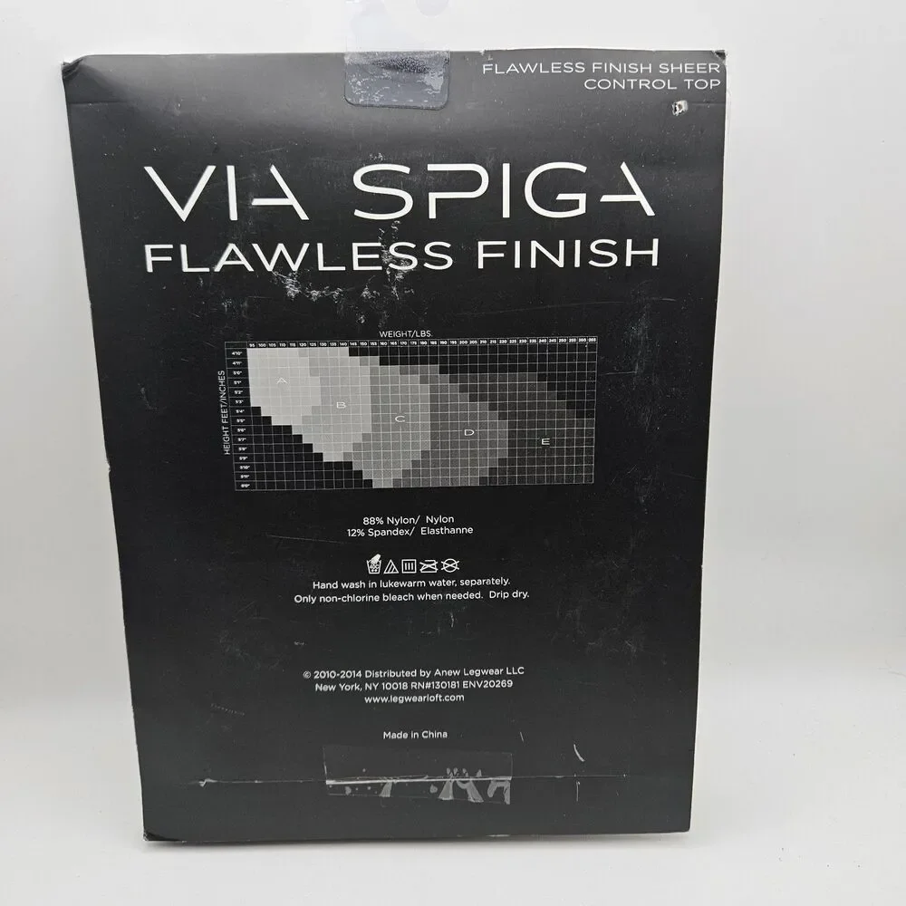 Via Spiga Flawless Finish Control Top Nude Sheer Pantyhose Support‎ Size C